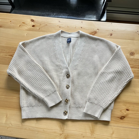 GAP Sweaters - Gap Shaker-Stitch Cardigan - Chino Beige, M